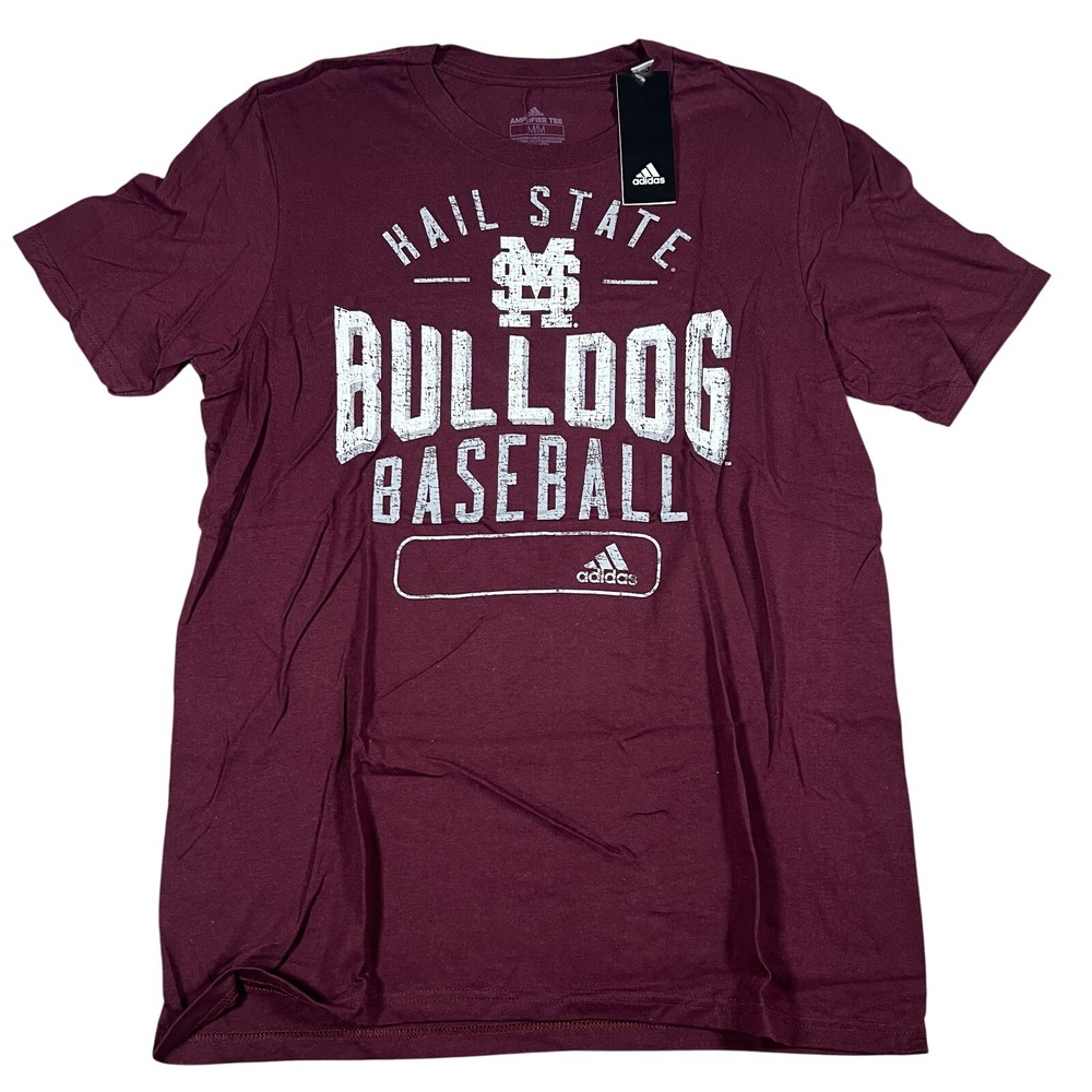 Adidas Mississippi State Bulldogs Baseball Amplifier Tee Maroon Mens Medium NEW